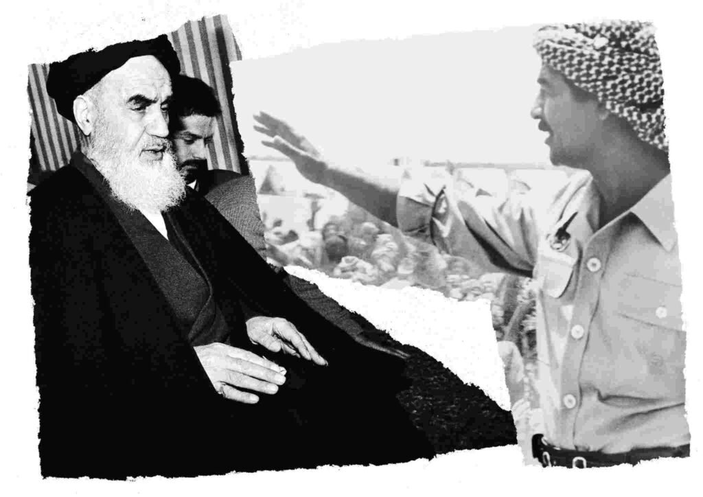 Ayatollah Khomeini and Saddam Hussain, the rivals during the decade long Iran-Iraq war