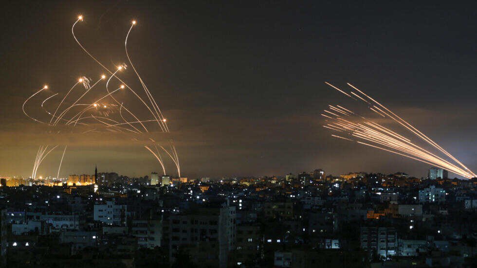 Iron Dome intercepting Hamas fired rockets