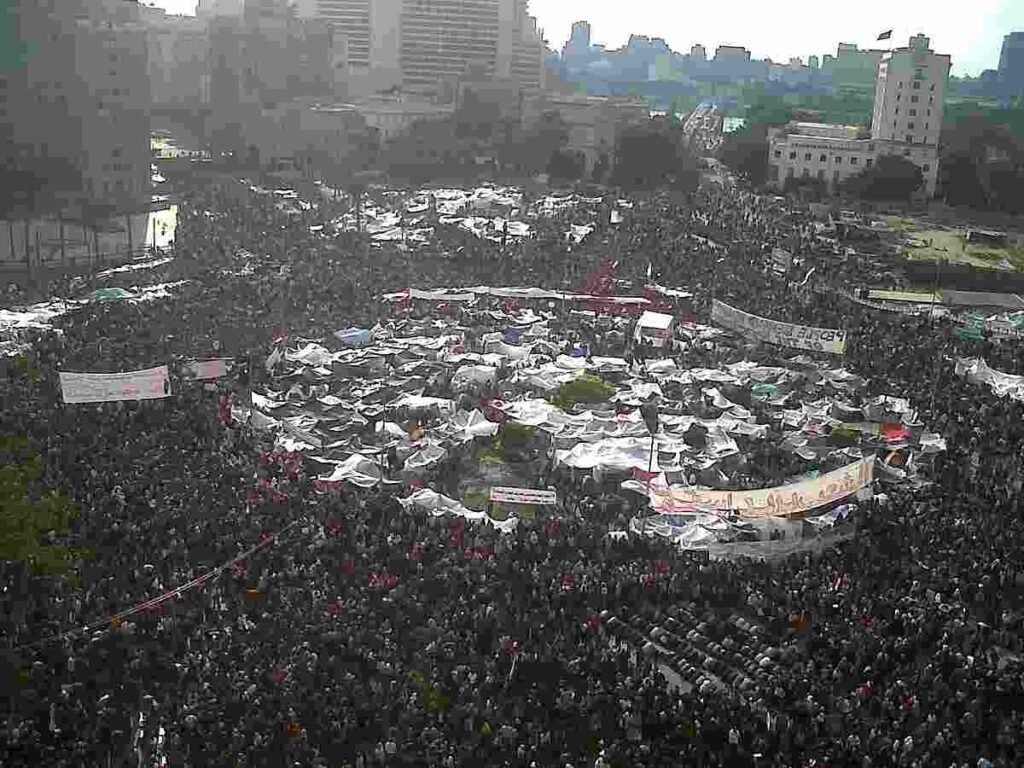 Tehrir Square in Cairo during the 2011 revolution that ousted Hosni Mubarik