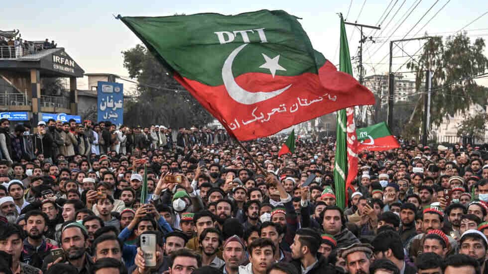 PTI supporters during an election rally in KPK province